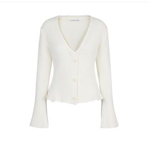 S.DEER Casual V-Neck Cardigan High Waist Bell Sleeve Knitted Sweater Size M